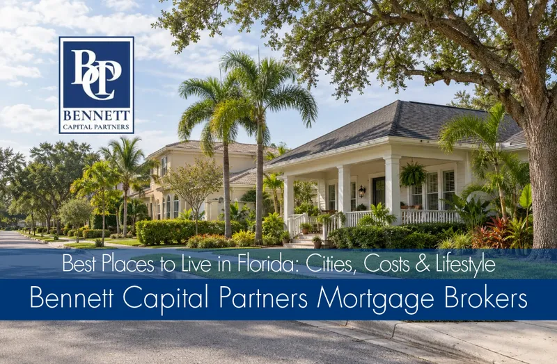 Tree-lined Florida neighborhood with palm trees and homes with front porches
